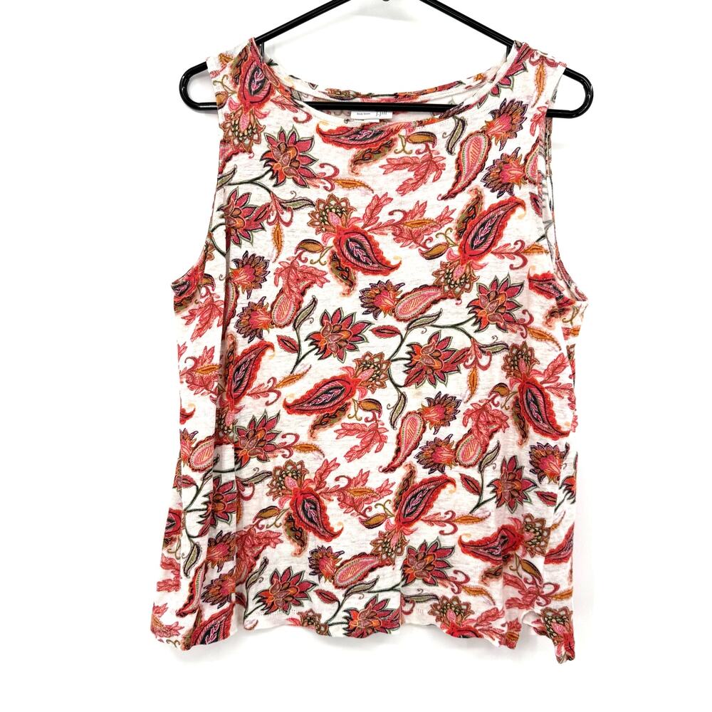 J. Jill Love Linen Size Medium Petite‎ Tank Top Sleeveless Blouse Shirt Floral